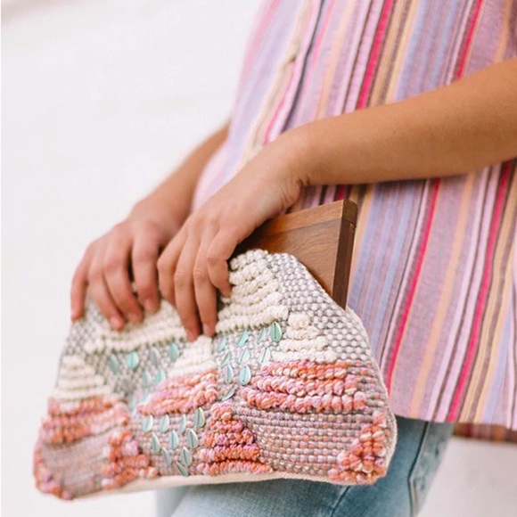 Three Bird Nest Handbags - NWOT Handcrafted Wooden Woven Beaded Clutch